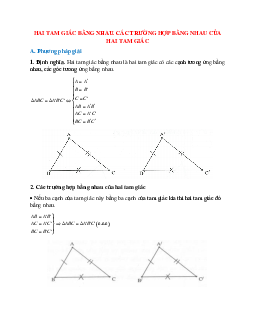 Tuyển tập những bài tập hay gặp về Hai tam giác bằng nhau hình học lớp 7 có lời giải