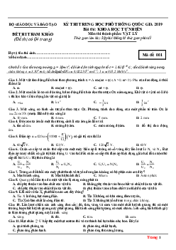 Đề thi Vật Lý 12 chọn lọc