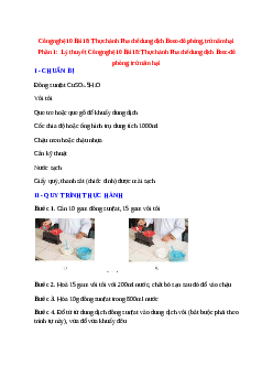 Công nghệ 10 Bài 18 (Lý thuyết và trắc nghiệm): Thực hành Pha chế dung dịch Booc-đô phòng, trừ nấm hại