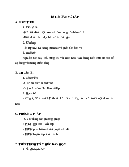 Giáo án Công Nghệ 8 Bài 13: Bản vẽ lắp mới nhất