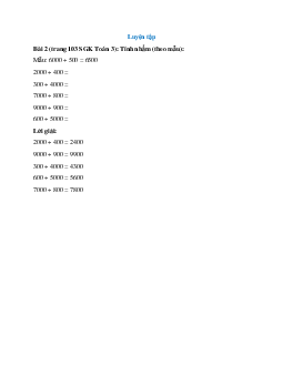 Tính nhẩm (theo mẫu): 6000 + 500 = 6500