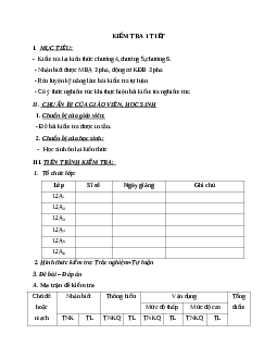 Giáo án công nghệ 12 kiểm tra giữa HKII mới nhất