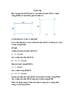 Cho hình chữ nhật ABCD và hình vuông EGHI (có kích thước ghi trên hình vẽ)