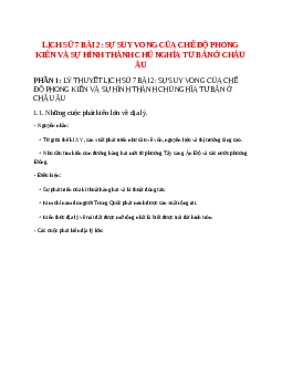 Lịch Sử 7 Bài 2 (Lý thuyết và trắc nghiệm): Sự suy vong của chế độ phong kiến và sự hình thành chủ nghĩa tư bản ở châu Âu