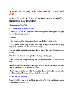 Lý thuyết Lịch Sử 8 Bài 12 (mới 2023 + 12 câu trắc nghiệm): Nhật Bản giữa thế kỉ XIX- đầu thế kỉ XX