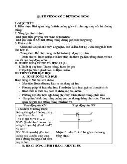Giáo án Toán học 7 bài 6: Từ vuông góc đến song song chuẩn nhất