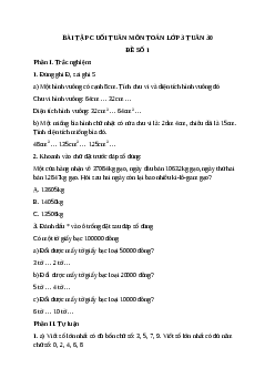 Bài tập cuối tuần môn Toán lớp 3 tuần 30 có đáp án - đề số 1