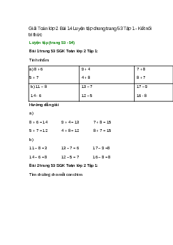 Giải SGK Toán lớp 2 Tập 1 trang 53, 54, 55 Bài 14: Luyện tập chung | Kết nối tri thức
