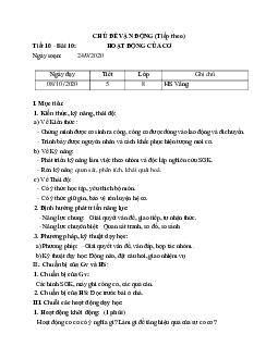 Giáo án Sinh học 8 Bài 10: Hoạt động của cơ mới nhất