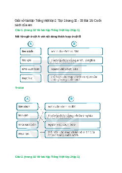 Vở bài tập Tiếng Việt lớp 2 Tập 1 trang 32, 33 Bài 15: Cuốn sách của em – Kết nối tri thức
