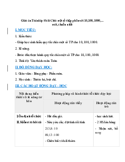 Giáo án Chia một số thập phân với 10, 100, 1000,... (2024) mới nhất - Toán lớp 5