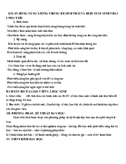 Giáo án Sinh học 12 Bài 45: Dòng năng lượng trong hệ sinh thái và hiệu suất sinh thái mới nhất - CV5512