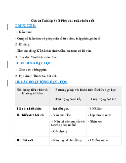 Giáo án Phép chia (2024) mới nhất - Toán lớp 5