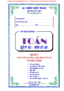 Phân dạng và bài tập chuyên đề tích vô hướng của 2 vectơ và ứng dụng môn Toán lớp 10