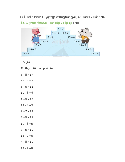 Giải SGK Toán lớp 2 Tập 1 trang 40, 41 (Cánh diều): Luyện tập chung