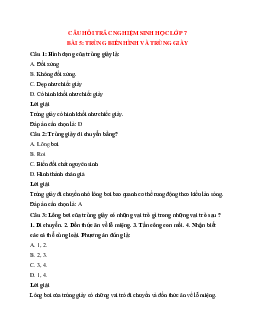 Trắc nghiệm Sinh học 7 Bài 5 có đáp án: Trùng biến hình và trùng giày