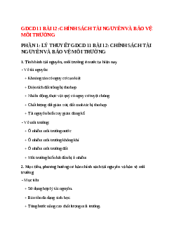 Lý thuyết GDCD 11 Bài 12 (mới 2023 + 14 câu trắc nghiệm):  Chính sách tài nguyên và bảo vệ môi trường