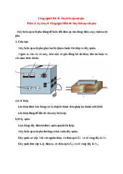 Lý thuyết Công nghệ 8 Bài 46 (mới 2023 + 10 câu trắc nghiệm): Máy biến áp một pha