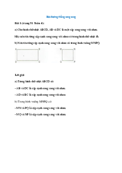 Cho hình chữ nhật ABCD, AB và DC là một cặp song song với nhau