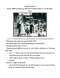 Lý thuyết Lịch sử 11: Bài 15:  Phong trào cách mạng ở Trung Quốc và Ấn Độ (1918 - 1939) mới nhất