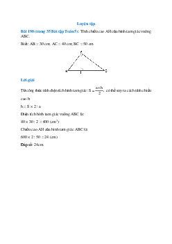 Tính chiều cao AH của hình tam giác vuông ABC
