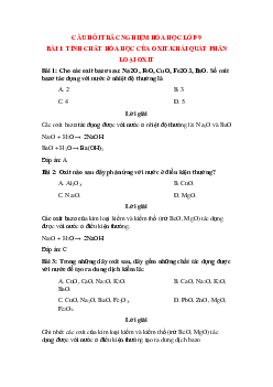 57 câu Trắc nghiệm Tính chất hóa học của oxit có đáp án 2023 - Hóa học lớp 9