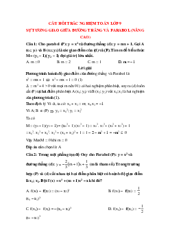 10 câu Trắc nghiệm Sự tương giao giữa đường thẳng và parabol (nâng cao) có đáp án 2023 – Toán lớp 9