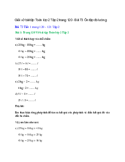 Vở bài tập Toán lớp 2 Tập 2 trang 120, 121, 122 Bài 73: Ôn tập đo lường | Kết nối tri thức