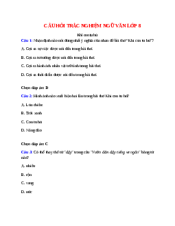 20 câu Trắc nghiệm Khi con tu hú có đáp án 2023 - Ngữ văn 8