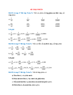 SBT Toán lớp 5 trang 17, 18, 19, 20 Số thập phân