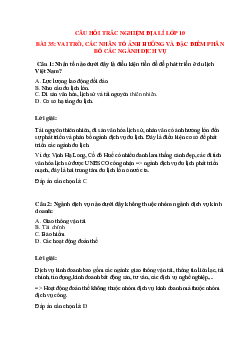 Trắc nghiệm Địa lí 10 Bài 35 có đáp án: Vai trò, nhân tố ảnh hưởng và đặc điểm ngành dịch vụ