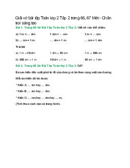 Vở bài tập Toán lớp 2 Tập 2 trang 66, 67: Mét | Chân trời sáng tạo