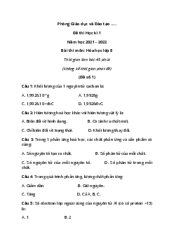 [Năm 2024] Bộ 6 Đề thi Học kì 1 Hóa học lớp 8 có đáp án