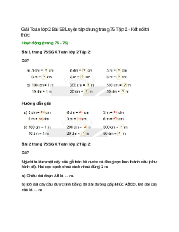 Giải SGK Toán lớp 2 Tập 2 trang 75, 75, 77, 78 Bài 58: Luyện tập chung | Kết nối tri thức