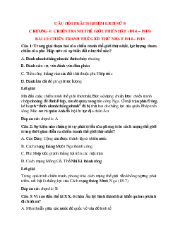 32 câu Trắc nghiệm Lịch Sử 8 Bài 13 có đáp án 2023: Chiến tranh thế giới lần thứ nhất