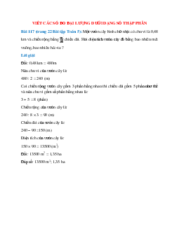 Một vườn cây hình chữ nhật có chu vi là 0,48 km và chiều rộng bằng 3/5 chiều dài