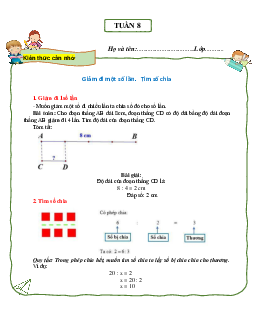Bài tập cuối tuần Toán lớp 3 Cánh diều Tuần 8