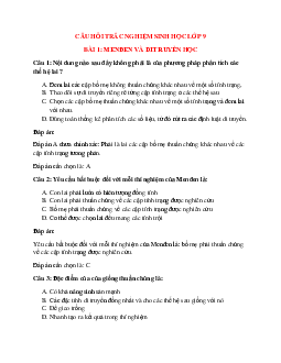 41 câu Trắc nghiệm Sinh học 9 Bài 1 có đáp án 2023: Menđen và di truyền học