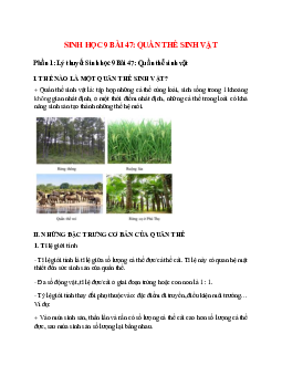 Lý thuyết Sinh học 9 Bài 47 (mới 2023 + 11 câu trắc nghiệm): Quần thể sinh vật