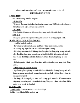 Giáo án Sinh học 12 Bài 45: Dòng năng lượng trong hệ sinh thái và hiệu suất sinh thái mới nhất - CV5555