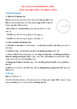 Phương pháp giải, bài tập về Xác định đường tròn - Tính chất đối xứng của đường tròn có lời giải