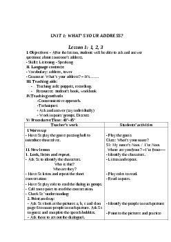 Giáo án tiếng anh 5 unit 1: What’s your address? mới nhất