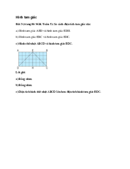 So sánh diện tích tam giác của: Hình tam giác AED và hình tam giác EDH