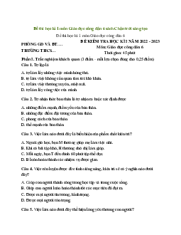 Bộ 10 Đề thi Học kì 1 Giáo dục công dân lớp 6 Chân trời sáng tạo có đáp án năm 2023 - 2024