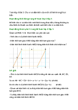 Giải SGK Toán 6 Bài 3 (Chân trời sáng tạo): Chu vi và diện tích của một số hình trong thực tiễn