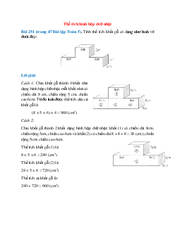 Tính thể tích khối gỗ có dạng như hình vẽ dưới