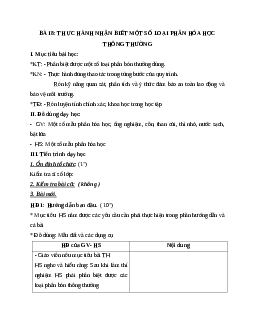 Giáo án Công Nghệ 7 Bài 8: Thực hành nhận biết một số loại phân hóa học thông thường mới nhất