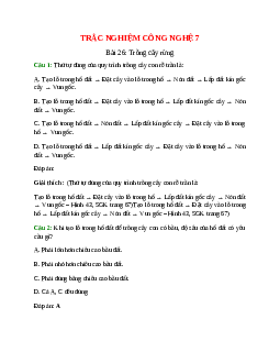 Trắc nghiệm Công nghệ 7 Bài 26 có đáp án: Trồng cây rừng