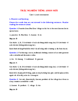 60 câu Trắc nghiệm Tiếng Anh 9 mới Unit 1 có đáp án 2023: Local environment