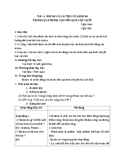 Giáo án Sinh học 10 Bài 14: Enzim và vai trò của enzim trong quá trình chuyển hóa vật chất mới nhất – CV5512